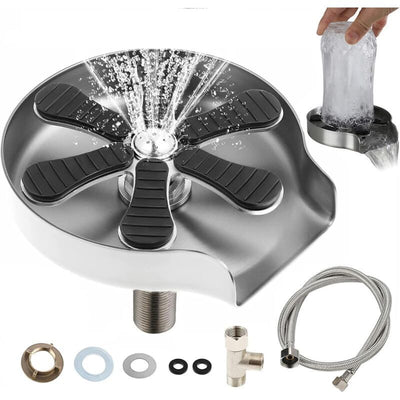 Glass Rinser for Kitchen Sink, Stainless Steel Glass Rinser, Water Bottle and Coffee Cup Cleaner, Glass Cleaning Tool for Home, Restaurant and Bar