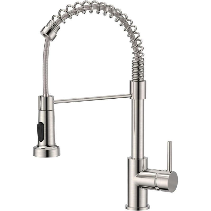 Kitchen Faucet, Kitchen Mixer Tap with 360 Degree Swivel High Arc Sink Sprayer Pull Down Sprayer 2 Modes, Stainless Steel