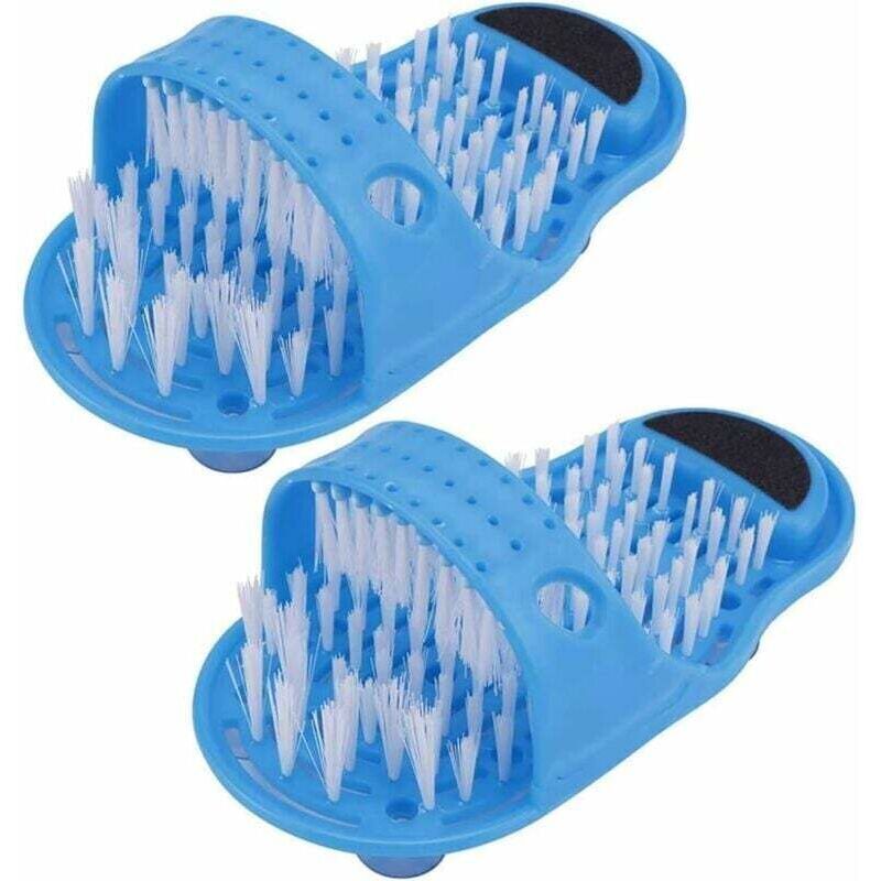2 Pcs Shower Foot Scrubber, Day and Shower Foot Brush Bathroom Foot Massager Slippers Cleaner with Non-Slip Suction Cups for Shower SPA Massage