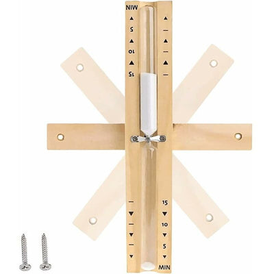 Sauna Hourglass, 15 Minutes Sauna Hourglass, Wooden Hourglass, Sauna Accessories with 2 Screws, for Saunas, Steam, Showers White Sand