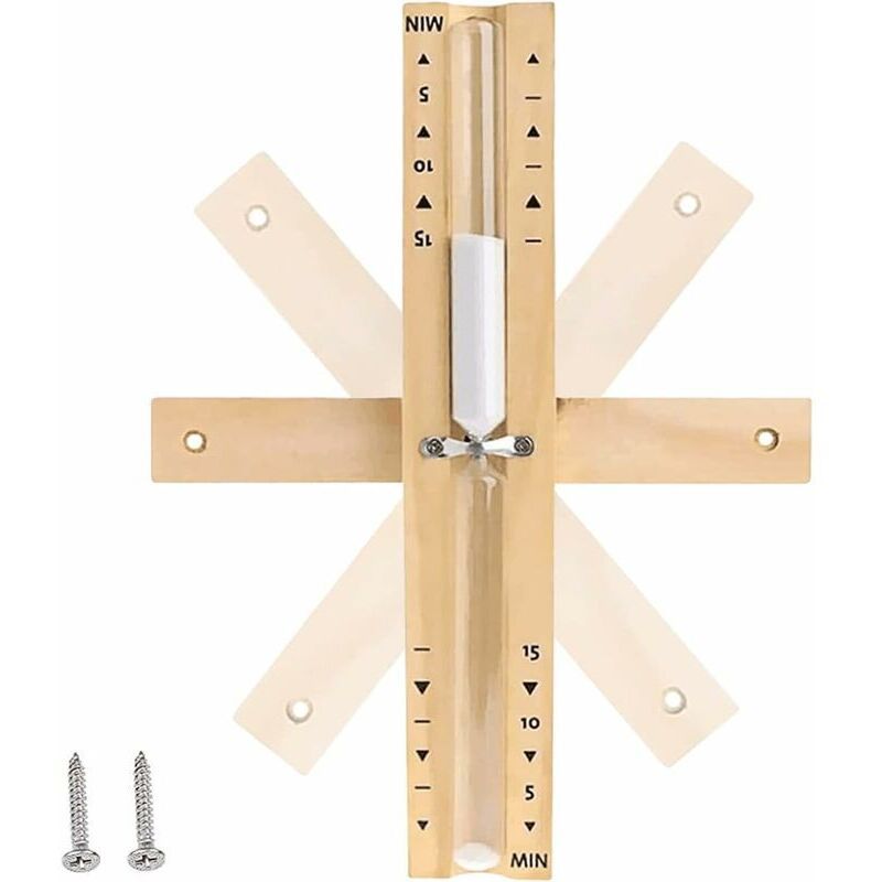 Sauna Hourglass, 15 Minutes Sauna Hourglass, Wooden Hourglass, Sauna Accessories with 2 Screws, for Saunas, Steam, Showers White Sand