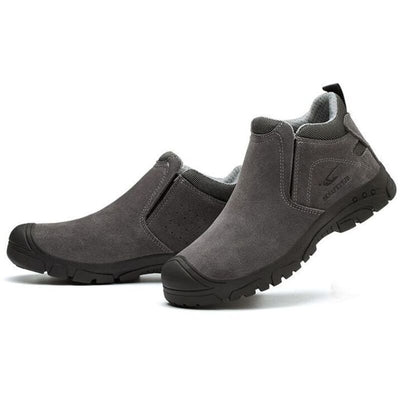 Slip-on Welding Safety Shoes, Non-Slip Rubber Sole, Abrasion Resistant Anti-Scald Work Shoes for Welders, Grey, 37EU