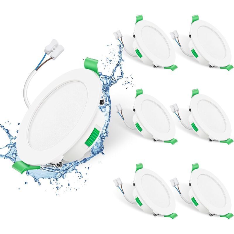 6 Pack Recessed LED Spotlight, 230V, 7W, Dimmable, Ip44. Recessed Spotlights for Bathroom and Kitchen, 3000K 4000K 6500K Recessed Spotlights, 68 mm