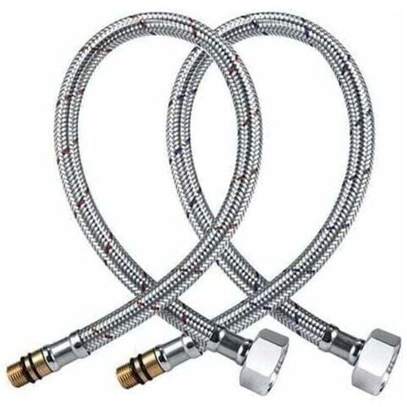 2 Pcs Universal G1 2 Tap Hose, Flexible SUS304 Stainless Steel Connection Hose for Hot and Cold Water Mixer Tap, Kitchen Sink, Bathroom, 600 mm