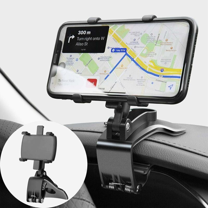360 Degree Rotating Car Phone Holder, Dashboard Mount for GPS and Smartphones, Black, 4-7 Inch