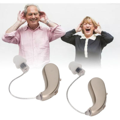 2 Pcs Digital Sound Amplifier, Rechargeable Hearing Aid with Noise Cancellation for Seniors and Adults with Hearing Loss, Silver, Dubuns