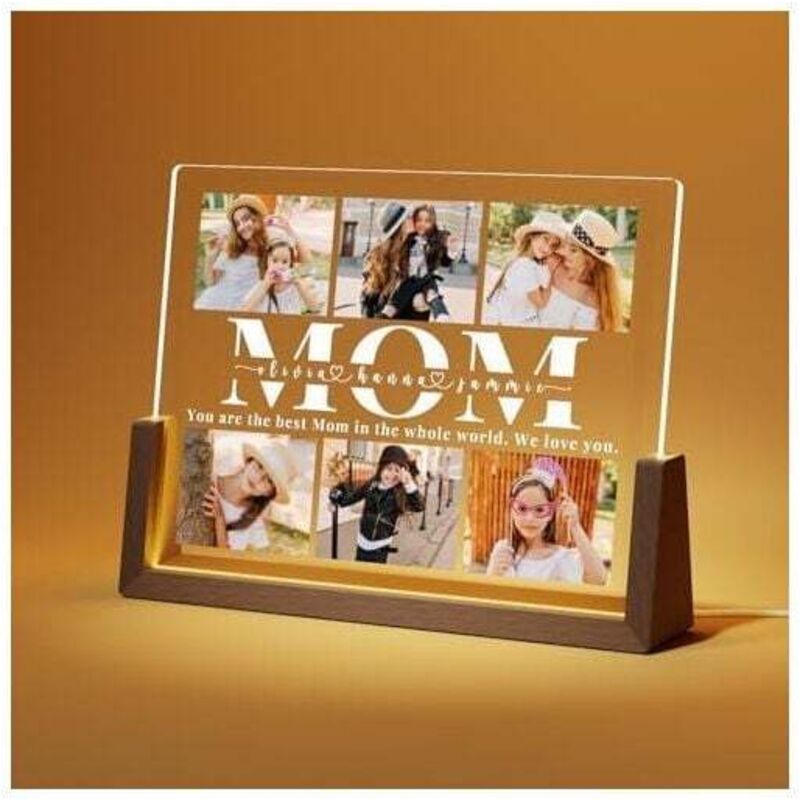 Personalized Photo Frame Gift for Mother, Personalized Photo Lamp, Mothers Day Gift Idea, Mothers Day Gift, Customizable Photos, 6 Photos