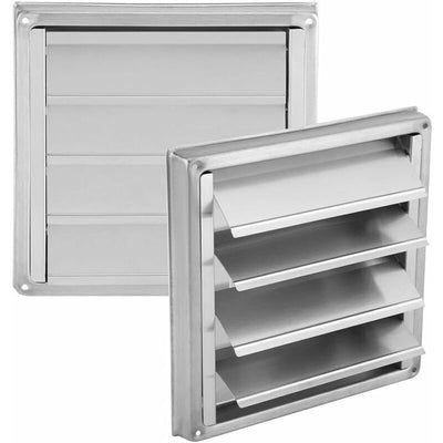 Air Vent, Square Stainless Steel Exterior Ventilation Grille with Movable Louvers, Suitable for Tumble Dryers, Air Conditioners, Bathrooms