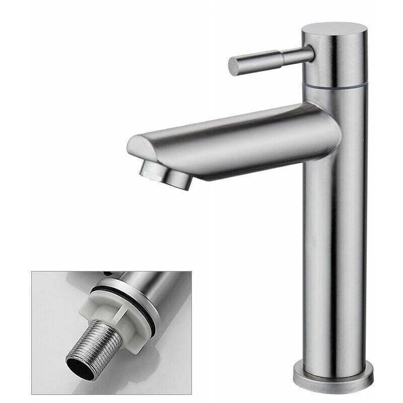 Bathroom Faucet Cold Water Only Sink Faucet Chrome Plated Surface Durable Copper Hand Wash Faucet Removable Aerator Cartridge Convenient to Clean or