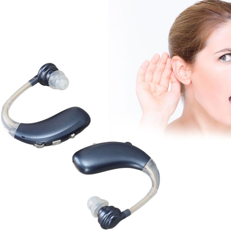 1 Pair Hearing Aids Sound Listening ABS Silicone Rechargeable Ergonomic Medical Device Blue
