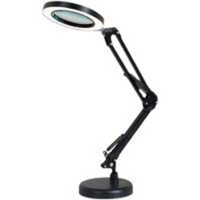 5X LED Magnifying Lamp, Adjustable Rotating Arm Desktop Magnifying Glass Lamp, Glass Lens, for Maintenance, Crafts, Reading, Sewing, Black