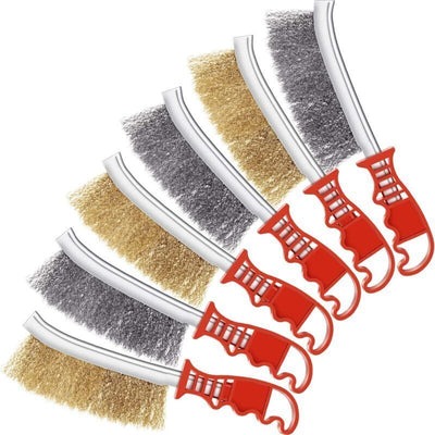 6 Pcs Wire Brushes Stainless Steel Brass Wire Brush for Automotive Welding Slag Cleaning Rust Scrubbing Brush