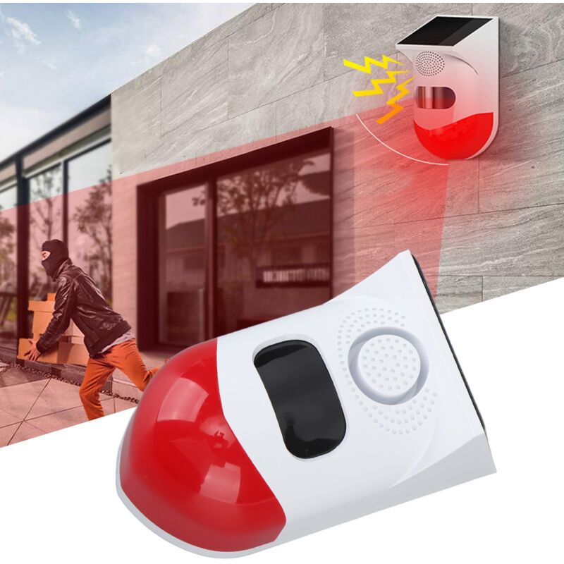Outdoor Solar Motion Sensor Alarm Outdoor Solar Powered Wireless Security Alarm with Sound and Light Alert