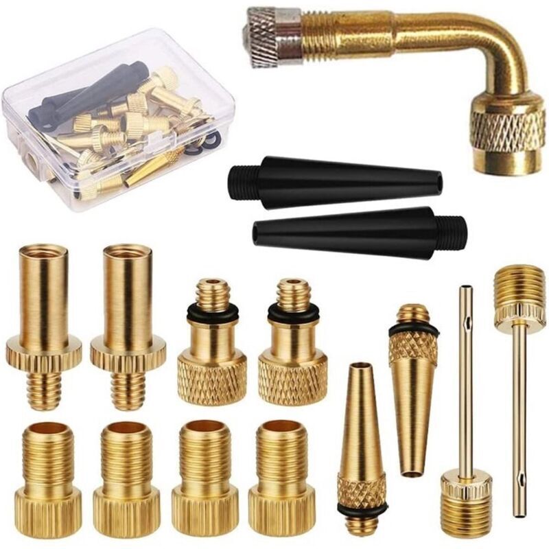 15 Pcs Bicycle Valve Adapter Set Reducer Tips Tire Inflator Adapter Set Ball Pump Needle Universal