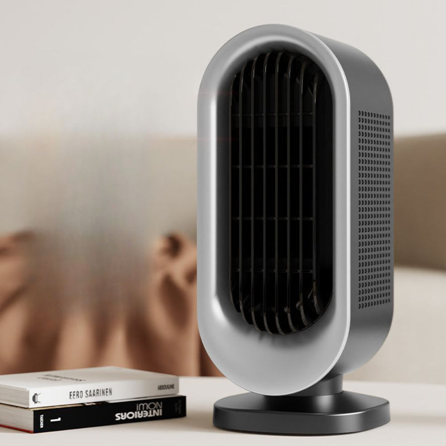 Desktop Vertical Space Heater with Remote Control, Fast Heating PTC Electric Fan Heater, Portable Mini Winter Electric Space Heater for Bedroom Office Home Indoor Heating（Black & Silver）