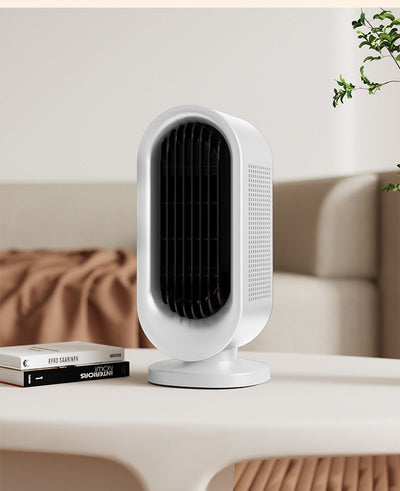 Desktop Vertical Space Heater with Remote Control, Fast Heating PTC Electric Fan Heater, Portable Mini Winter Electric Space Heater for Bedroom Office Home Indoor Heating（White）