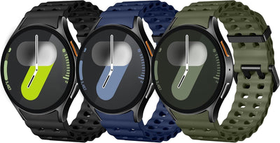 Sport Band for Samsung Galaxy Watch 7 6 5 4 Watch 6 4 Classic Watch 5 Pro | 20mm No Gap Bands for Samsung Watch Band, Soft Durable Silicone Strap for Galaxy Watch 7 Band Men, Breathable, Waterproof
