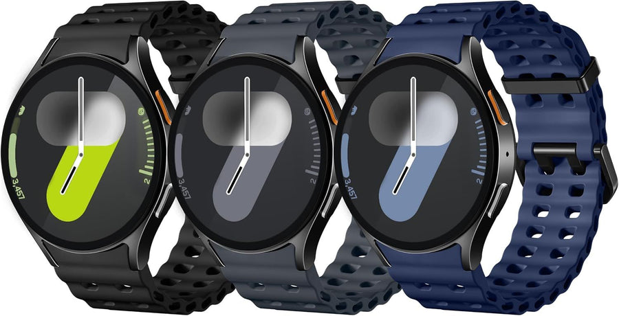 Sport Band for Samsung Galaxy Watch 7 6 5 4 Watch 6 4 Classic Watch 5 Pro | 20mm No Gap Bands for Samsung Watch Band, Soft Durable Silicone Strap for Galaxy Watch 7 Band Men, Breathable, Waterproof