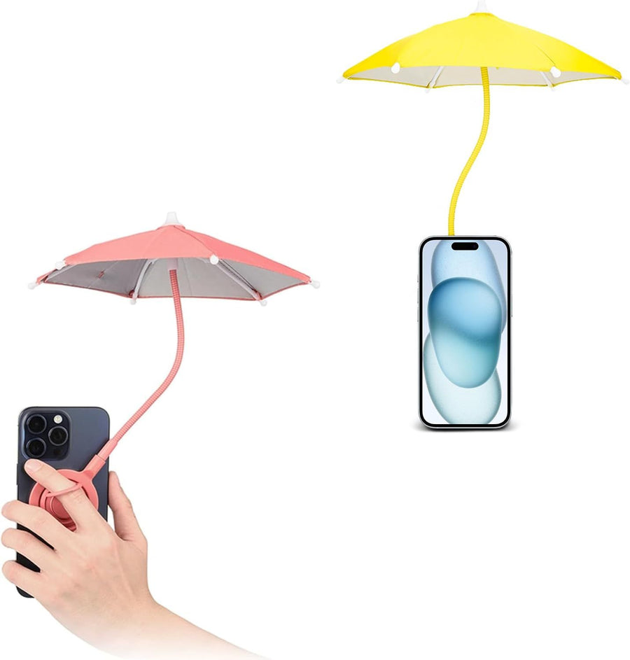 Pink+ Yellow：Magnetic Cell Phone Umbrella for Sun,Outdoor Phone Sun Shade Shield