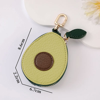 Fruit Coin Purse Keychain 3-Pack - Cute Leather Car Keychain Pendant for Women - Novelty Bag Charm for Keys Handbags Totes - New Avocado (3-Pack)