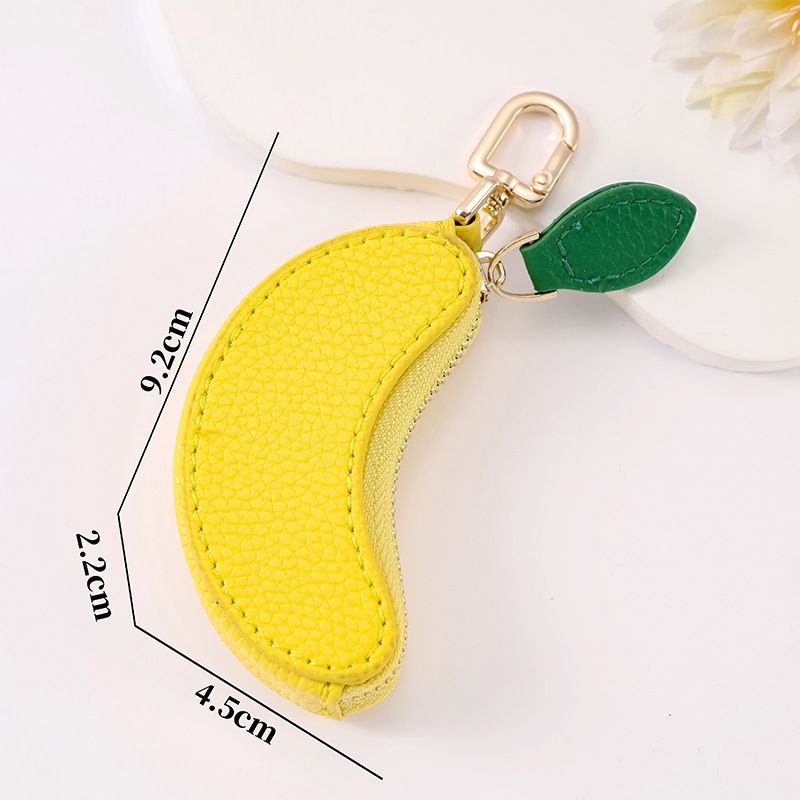 Fruit Coin Purse Keychain 3-Pack - Cute Leather Car Keychain Pendant for Women - Novelty Bag Charm for Keys Handbags Totes - Banana (3-Pack)