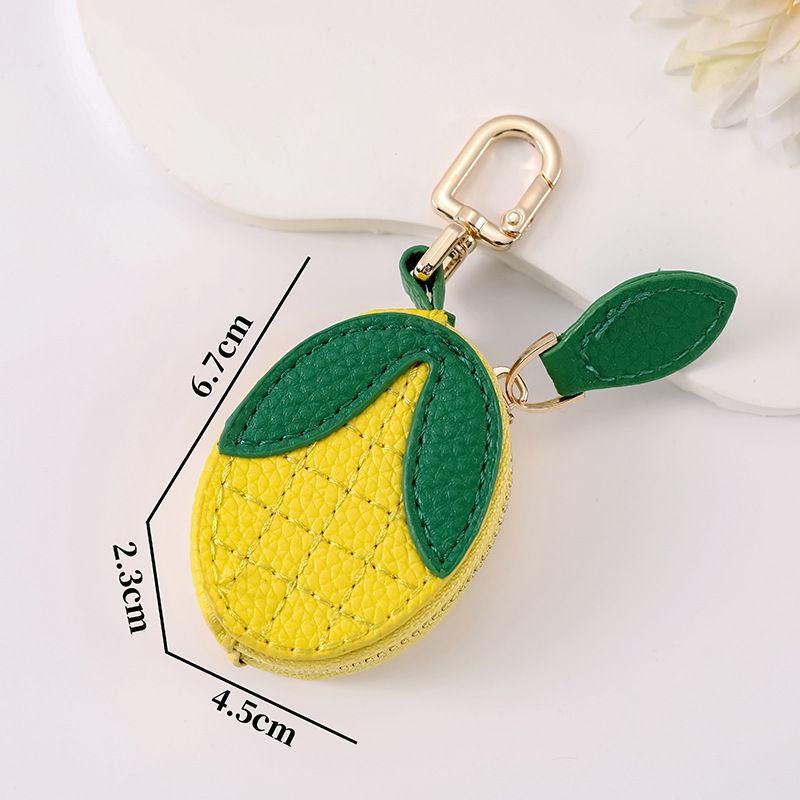 Fruit Coin Purse Keychain 3-Pack - Cute Leather Car Keychain Pendant for Women - Novelty Bag Charm for Keys Handbags Totes - Corn (3-Pack)