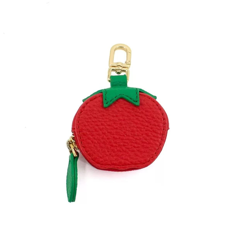 Fruit Coin Purse Keychain 3-Pack - Cute Leather Car Keychain Pendant for Women - Novelty Bag Charm for Keys Handbags Totes - Persimmon (3-Pack)