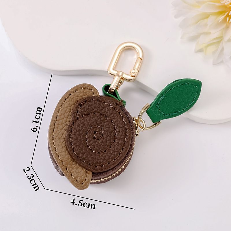 Fruit Coin Purse Keychain 3-Pack - Cute Leather Car Keychain Pendant for Women - Novelty Bag Charm for Keys Handbags Totes - Small Snail (3-Pack)