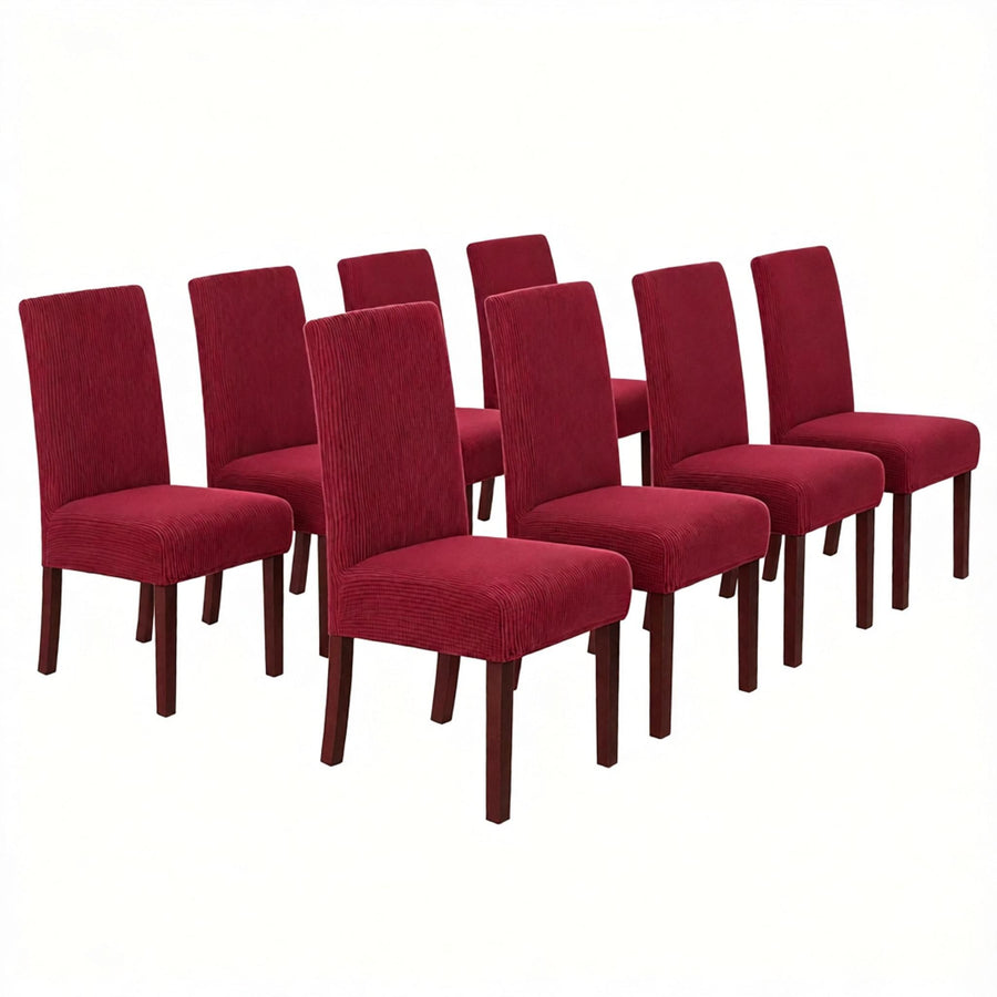Stretch Full Cover Chair Cover 6-Pack - Waterproof Anti-Slip Elastic Seat Protector for Dining Room Hotel - Thick Warm Waffle Texture - Burgundy (6-Pack)