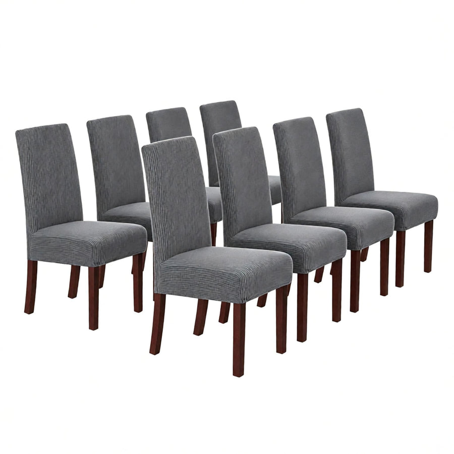 Stretch Full Cover Chair Cover 6-Pack - Waterproof Anti-Slip Elastic Seat Protector for Dining Room Hotel - Thick Warm Waffle Texture - Gray (6-Pack)