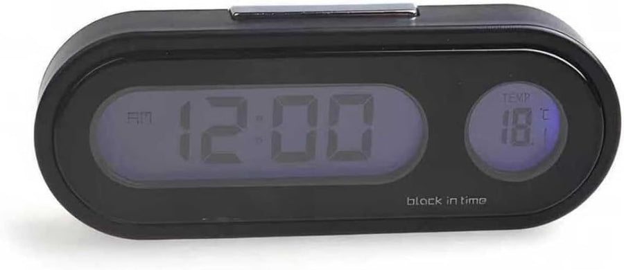 Car Clock, LED Luminous Dashboard Digital Clock, Angle-Adjustable Dual Screen Display for 12/24 Hours Switching Time & Temp, Self-Adhesive Mini Parts for Car & Home (Black)