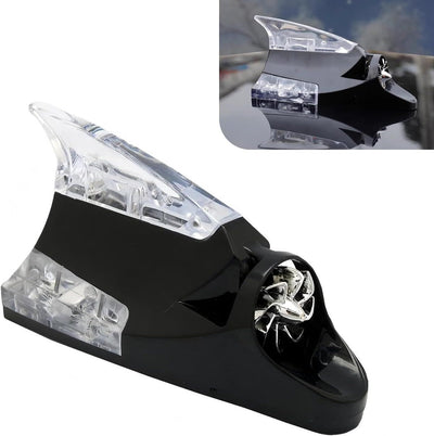 Car Roof LED Ornament Light, Shark Fin Shape High Brightness Safety Warning Lamp, Antenna Wind Power Flashing Tail Light, Universal Waterproof Self-adhesive Decoration for Cars (Black)