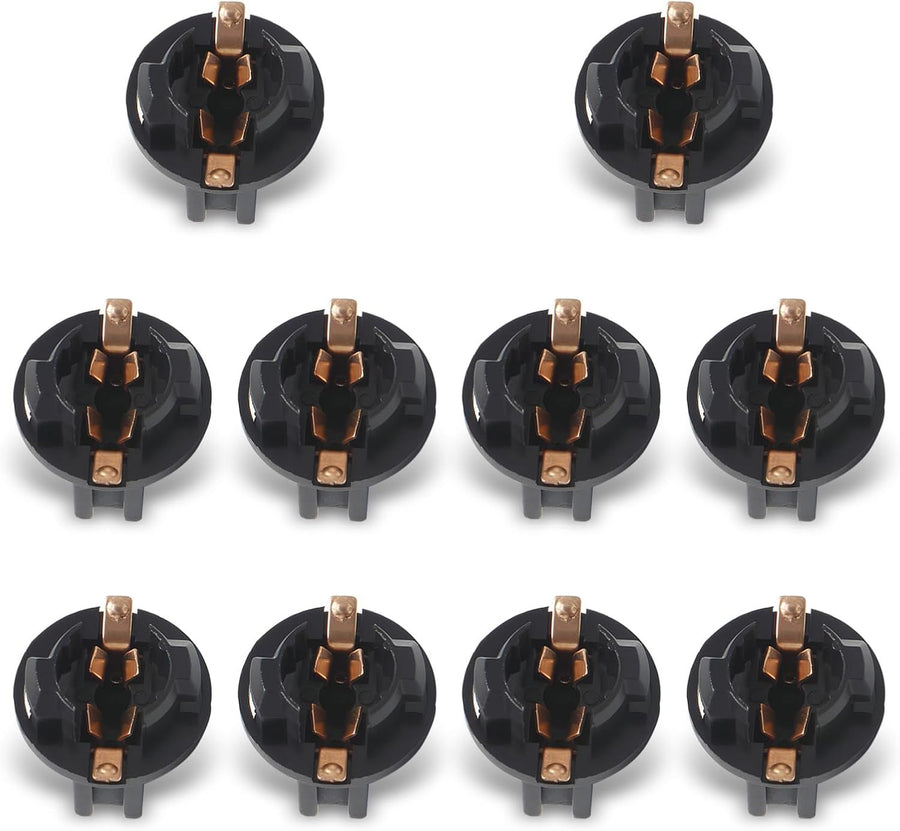 10 PCS Car T10 LED Bulb Sockets, 194 Rapid Response Twist Lock Wedge Base, Waterproof Anti-vibration Fixed Holder, Universal for Dashboard Instrument License Plate Reading Light (Black)