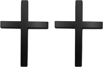 2 PCS Car Cross Badge, 3D Christ Faith Emblem with Self-adhesive, Rust-proof Scratch-covering Decoration Decal, Universal Exterior Accessory for Door Body Trunk Bumper Window (Black)