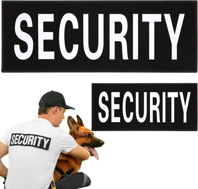 Security Patch 2 Pack Reflective Security Patch Hook and Loop Durable Fabric Patches with Reflective Printed Letters for Officer Guard Custom Uniforms Vest, Jacket, Carrier, Hat, 1Small and 1 Large