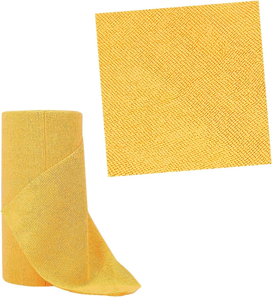 20 PCS Car Microfiber Cleaning Cloth Roll, Highly Absorbent Quick-Dry Towel with Tear Away Design, Washable Lint-Free Rag, Multi-Purpose Reusable Wash Cloth for Car Home Kitchen (Yellow)