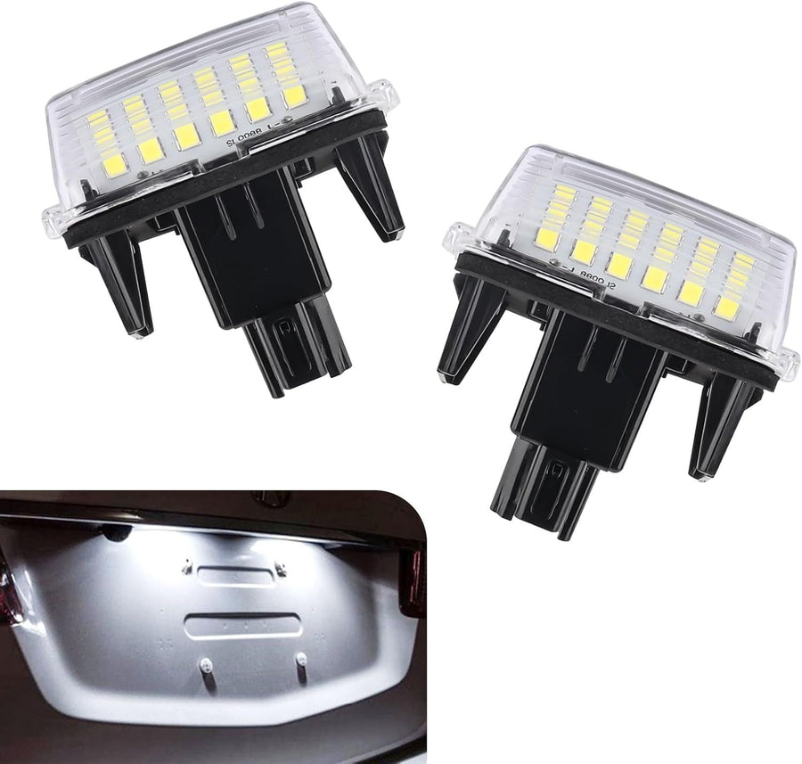 2 PCS Car LED License Plate Lights, 18-SMD High Brightness Non-flickering Bulb, Lighting Assembly OEM# 8127006030 812700D120, Compatible with Camry Yarisl Prius C Avalon Highlander (White)
