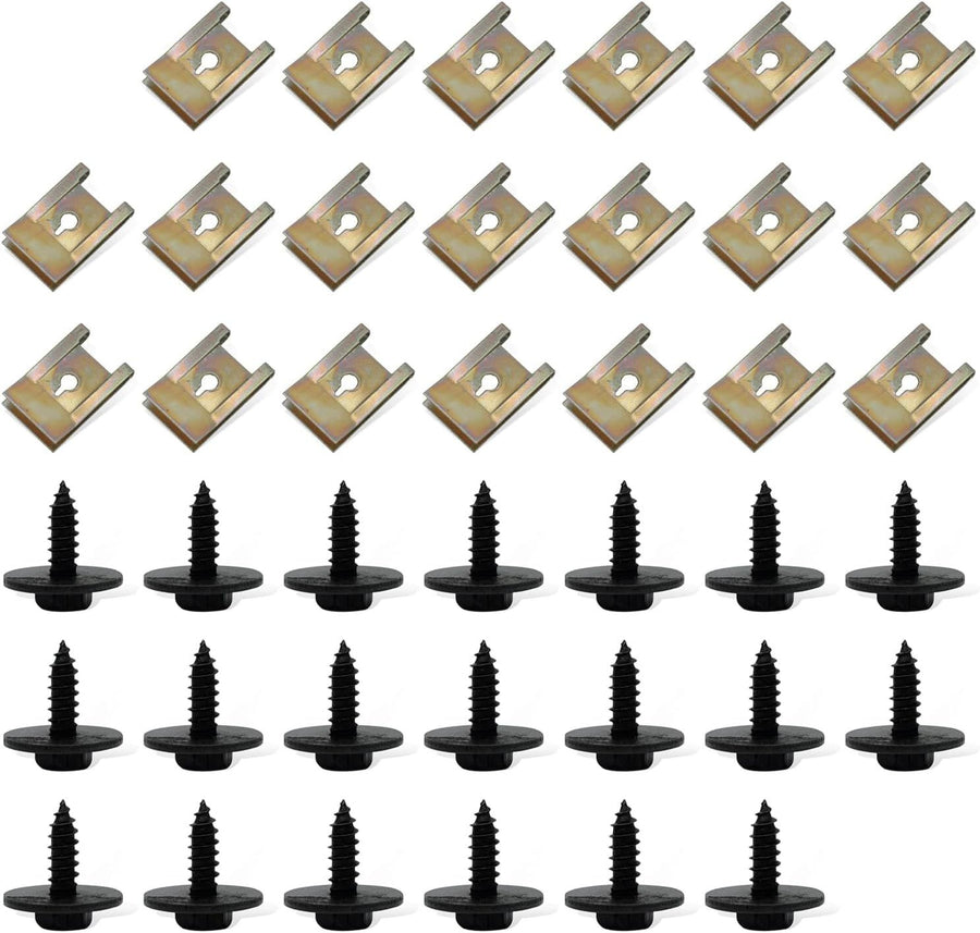 40 PCS Fender Liner Retainers, Bumper Cover Screws and U-Nuts Clips Kit, Rust-Proof Car Body Fasteners, Compatible with BMW E46 E92 E90 (Multicolored)