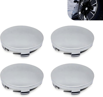 4 PCS Car Wheel Center Covers, 2.3" OD 2.2" ID Anti-rust Scratch-resistant Wheel Hub Protector, Tight Fit Snap-in Rim Caps Accessory, Universal Exterior Modification for Cars (Silver)