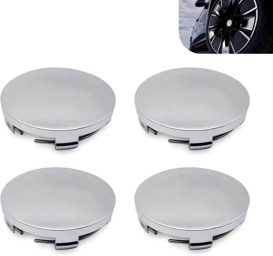 4 PCS Car Wheel Center Covers, 2.3" OD 2.2" ID Anti-rust Scratch-resistant Wheel Hub Protector, Tight Fit Snap-in Rim Caps Accessory, Universal Exterior Modification for Cars (Silver)