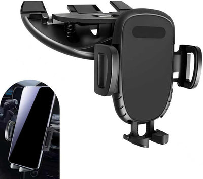 Car CD Slot Phone Holder, Solid Adsorption Anti-Shock Mount with Silicone Pad Protection, One-Handed Operation 360° Rotation Navigation Holder, Universal Clip-Type Interior for Car (Black)