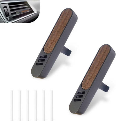 2 PCS Car Air Vent Clips, Distinctive Natural Walnut Grain Decoration with 6 PE Sticks, Anti-rust Outlet Diffuser with Anti-shake Back Clip, for Most Straight Outlet (Multicolored)