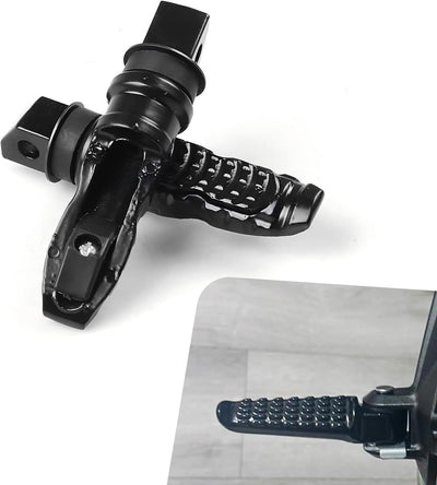 2 PCS Motorcycle Footpegs, Anti-slip Support Rear Foot Pedal with Grooves Texture, Rustproof Anti-bending Passenger Foot Rest Kit, Universal Modified Accessory for Most Motorcycles (Black)