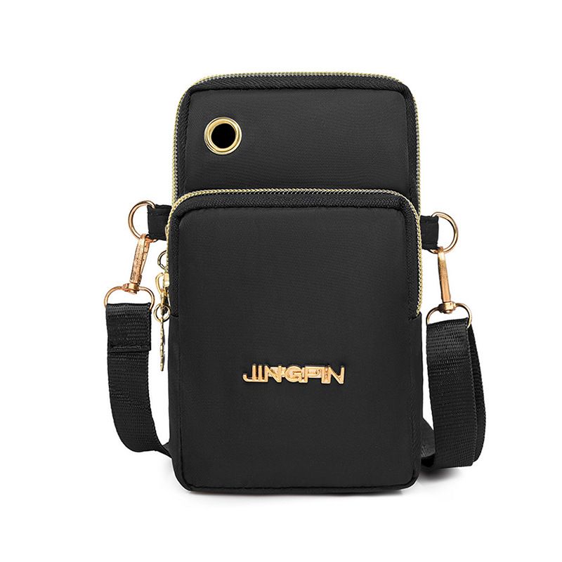 Lightweight Phone Crossbody Bag - Waterproof Oxford Shoulder Bag for Women - Casual Slim Sling Purse for Travel Daily Commute - Black