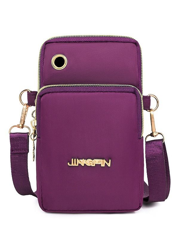 Lightweight Phone Crossbody Bag - Waterproof Oxford Shoulder Bag for Women - Casual Slim Sling Purse for Travel Daily Commute - Purple