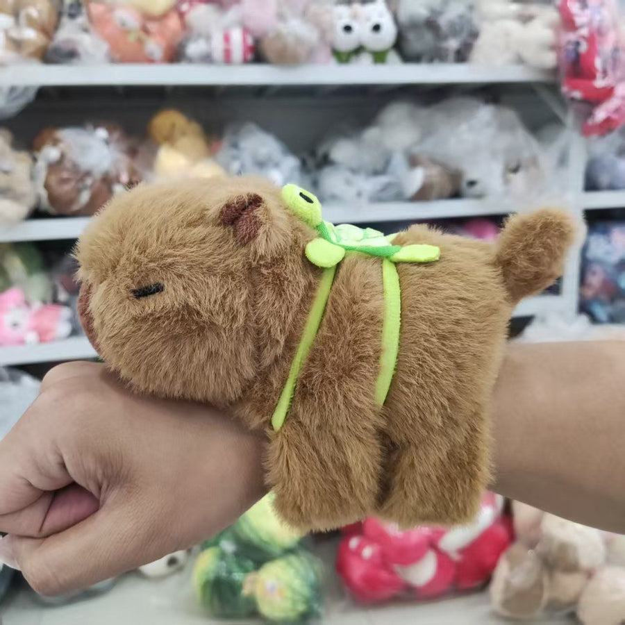 Cute Koala Slap Bracelet Plush Toy - Soft Wristband Stuffed Animal for Kids - Stress Relief Fidget Wrist Plush - Birthday Gift for Children - Capybara with Tail