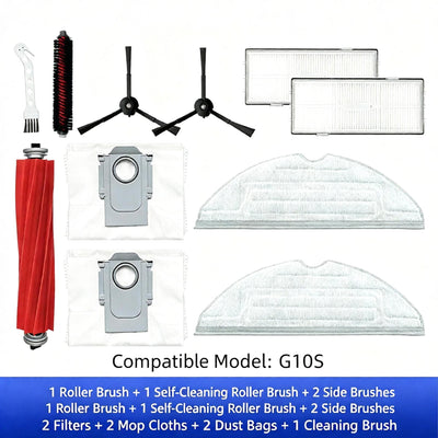 Replacement Accessory Kit Compatible with Roborock G10S S7 MaxV Ultra - 11-in-1 Maintenance Set with Main Brush Self-Cleaning Brush Side Brushes Filters Mop Pads Dust Bags Cleaning Brush