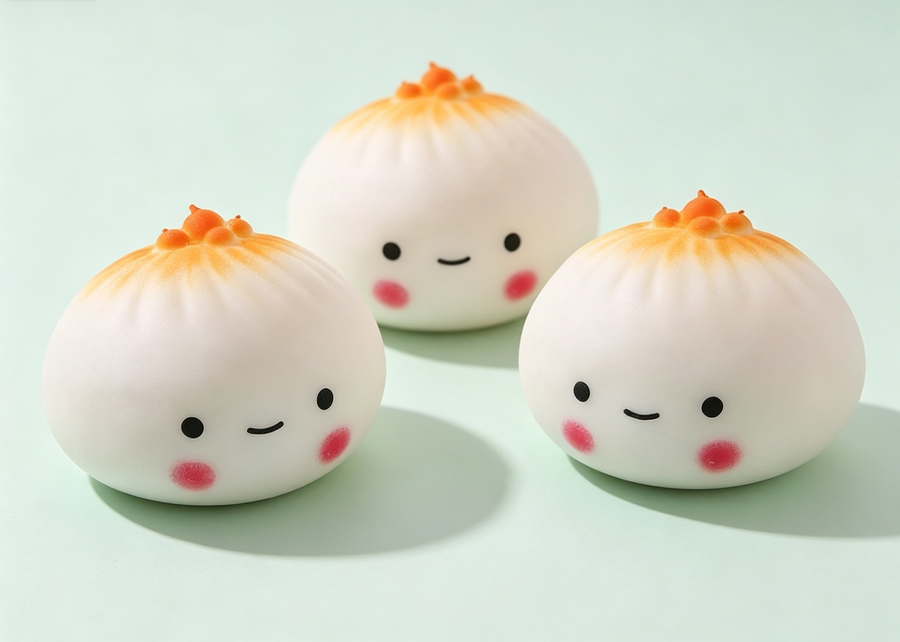 Squeeze Stress Relief Toy 3-Pack - Cute Bun Shape Slow Rebound Squishy Toy for Anxiety Relief - Soft PU Foam Decompression Toy (3-Pack)