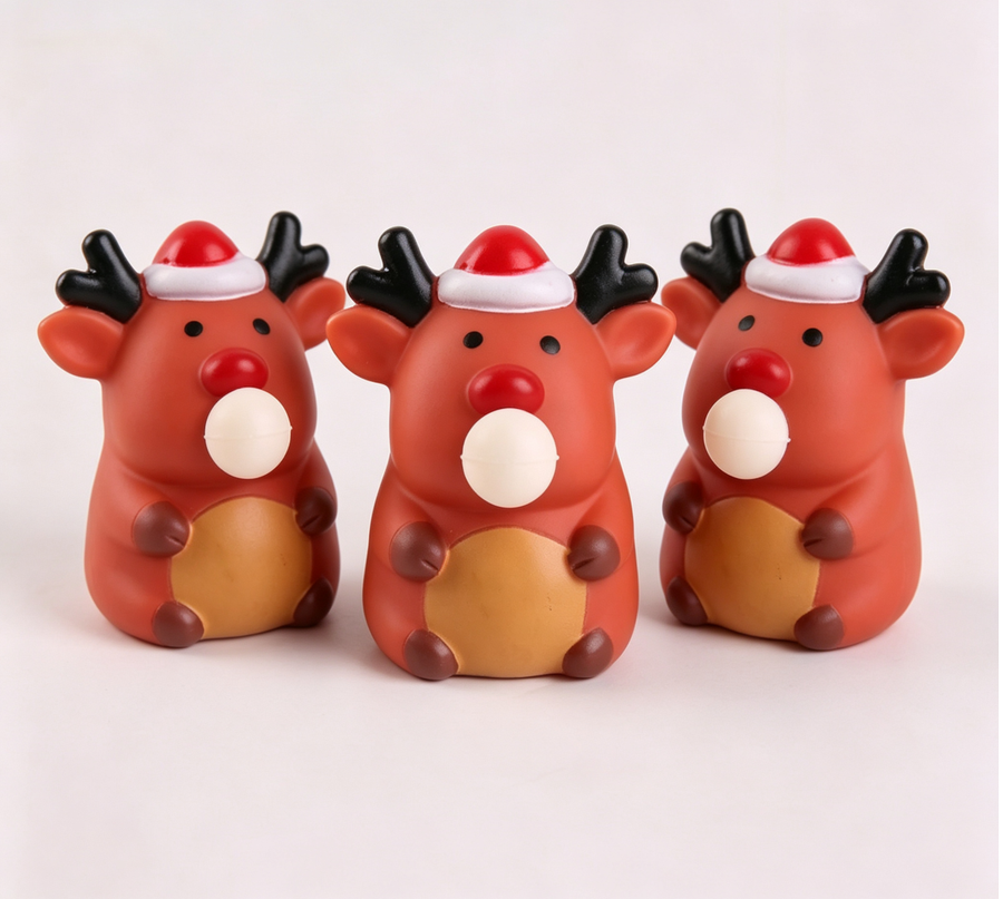 Squeeze Bubble Pop Stress Relief Toy 3-Pack - Cartoon Squishy Figure for Anxiety Relief - Christmas Reindeer Decompression Toy (3-Pack)