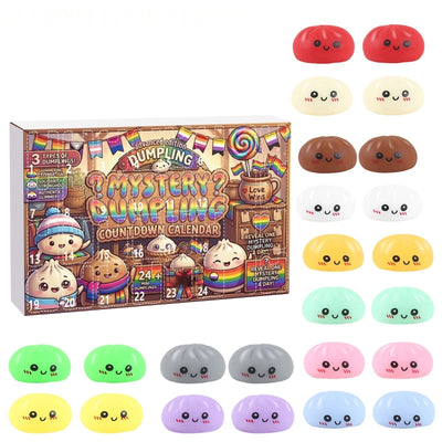 Fidget Squishy Stress Relief Toy - Mystery Dumpling Squishy Calendar Blind Box - Adult Decompression Squeeze Toy - GJ857